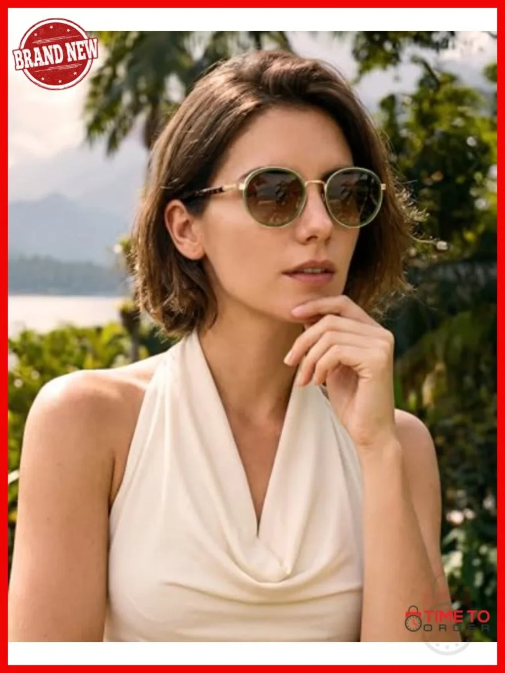 Retro Round Sunglasses Polarized UV Protection Acetate-Metal Frame Designer